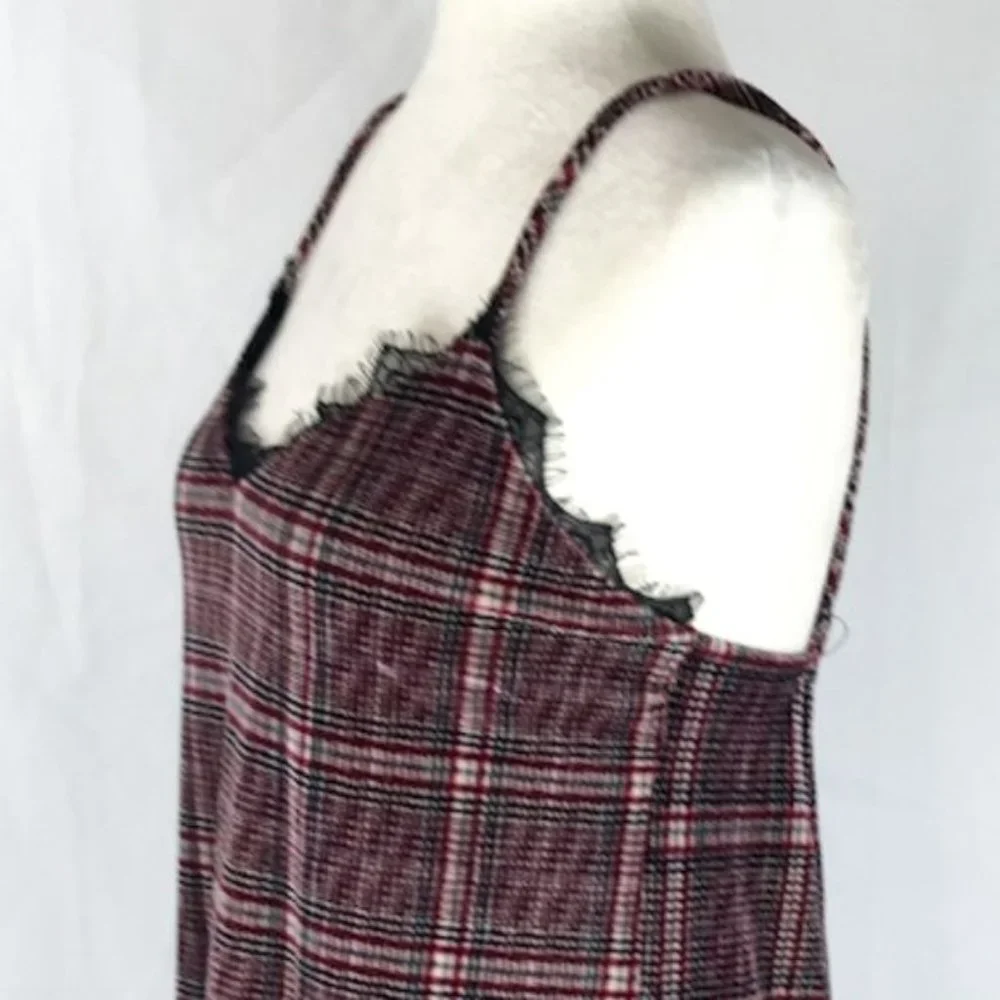 Hummingbird Womens Plaid Stretch Velvet Lace Trim Short Dress Size S - Picture 7 of 7